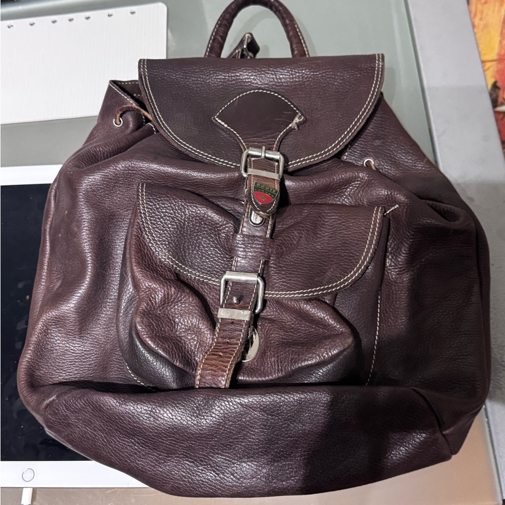 🪅 Vintage Roots 1980’s Genuine Leather Knapsack Backpack – Made in Canada🪅